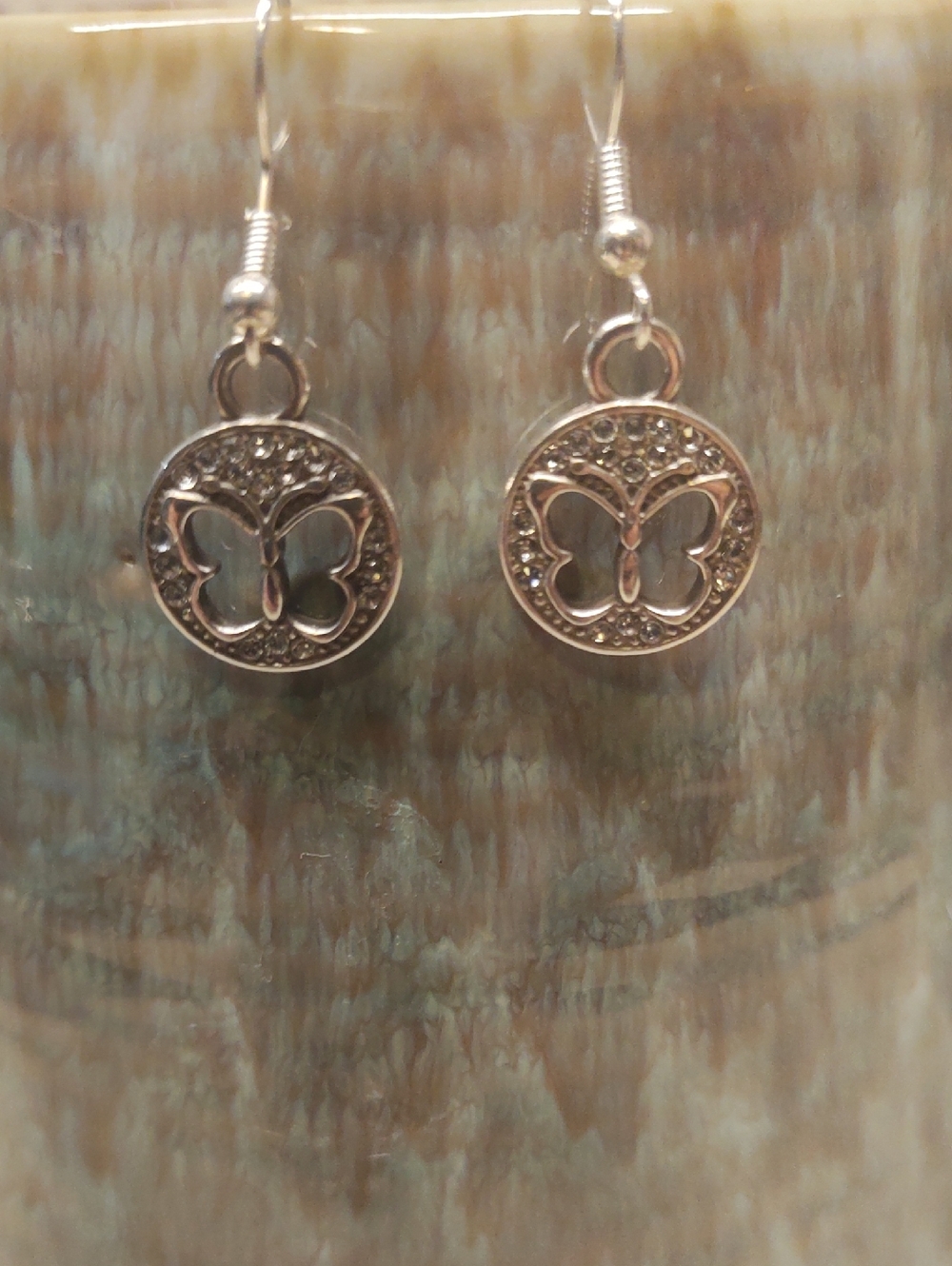 Brighton Swarovski Pave Crystal Butterfly Wings Highlight Amulet Earrings